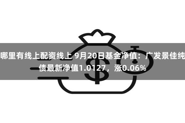 哪里有线上配资线上 9月20日基金净值：广发景佳纯债最新净值1.0127，涨0.06%